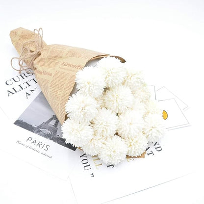 Artificial Flowers Chrysanthemum Ball Flowers Bouquet 10pcs Present for Important People Glorious Moral for Home Office Coffee House Parties and Wedding(Milk White)