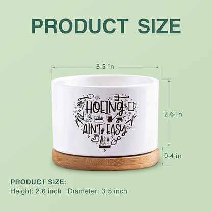 Thank You for Helping Me Grow Pots, Succulent Cactus Pot, Funny White Ceramic Flower Planters, Indoor 3.5 inch Pots, Plant Not Included