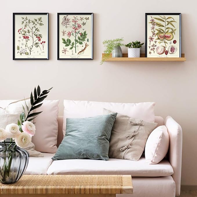 YUMKNOW Farmhouse Vintage Botanical Wall Decor - Unframed Set of 6, 11x14, Boho Cottegecore Plant Leaves Room Decor for Bathroom, Bedroom Art Posters Prints, Aesthetic Flower Pictures Office Kitchen