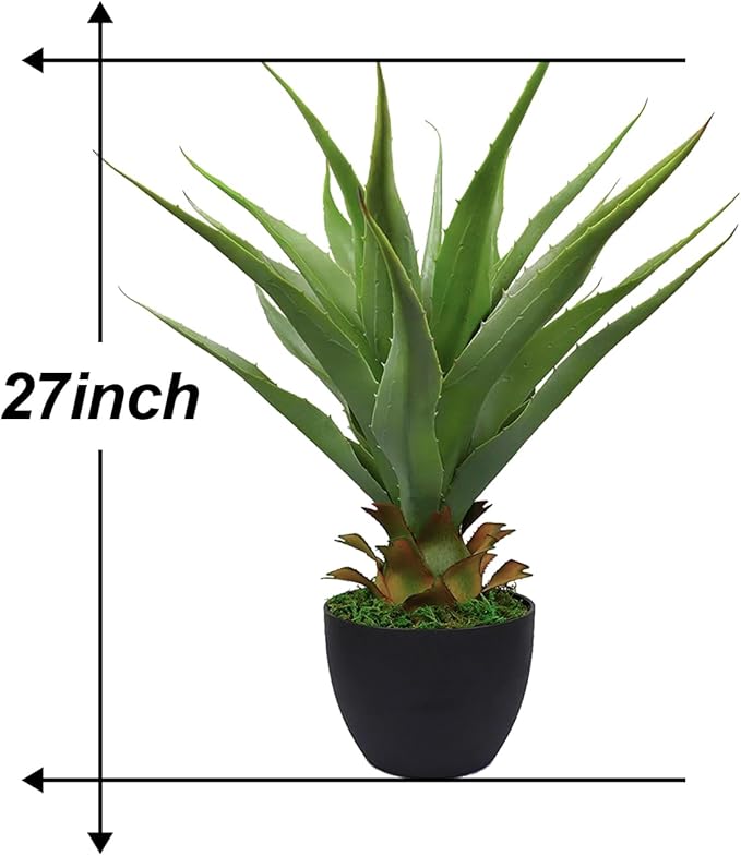 27" H Sansevieria Snake Plant - Artificial Agave – Green Color– with Pot – from MOMO Plant