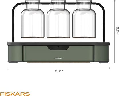 Fiskars Plant Propagation Station – Multi-Flute Glass Propagation Stand with Metal Base, Ideal for Rooting Multiple Plant Cuttings and Hydroponic Decor