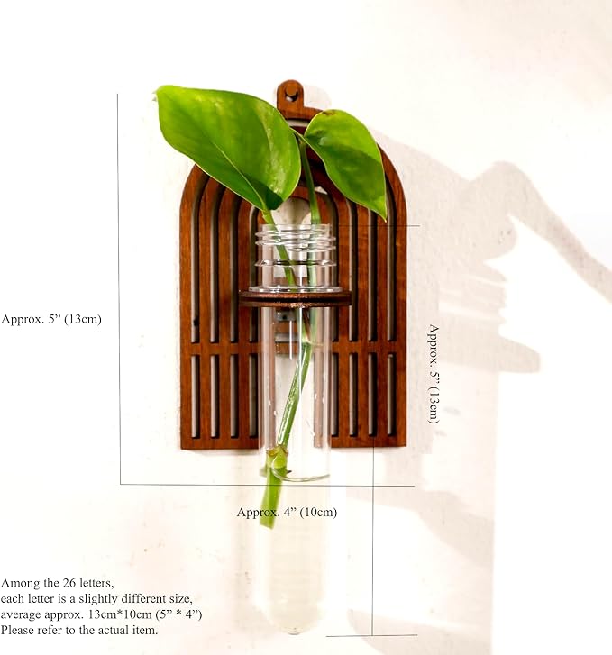 Letter Planter Test Tubes for Plants Wall Décor Clear Propagation Vases for Flowers Custom Sign Alphabet Wall Art Personalized Gifts Brown Letter A