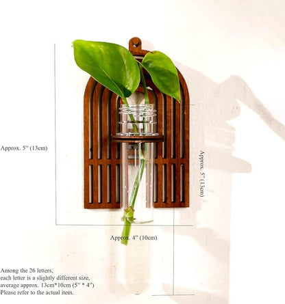 Letter Planter Test Tubes for Plants Wall Décor Clear Propagation Vases for Flowers Custom Sign Alphabet Wall Art Personalized Gifts Brown Letter A