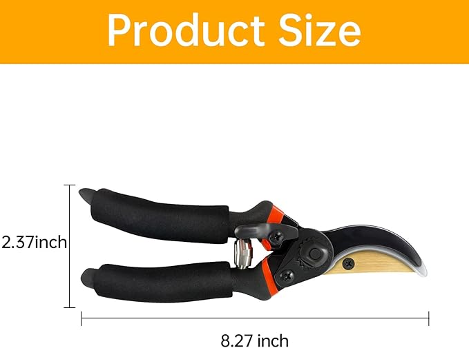Titanium Bypass Pruning Shears, Rust-Resistant Coated Hand Pruners with Ergonomic Handles, Heavy Duty Garden Hedge Clippers Tools for Bonsai Scissors & Loppers