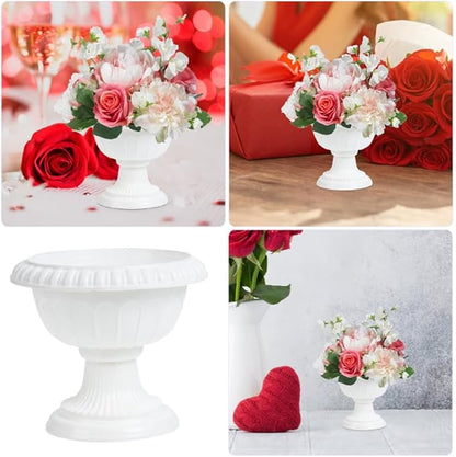MERRYHAPY 2PCS Vintage Roman Flower Pot European Style Decorative Urn Planter for Front Door and Wedding Decor Durable Plastic Container for Silk and Dried Flowers