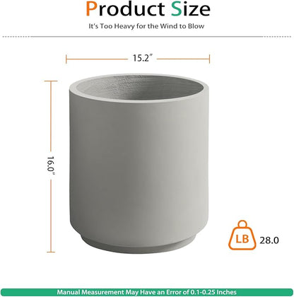Round Concrete Planter Outdoor Indoor, Large Cement Plant Pots for Flowers (Gay, 16 inch)