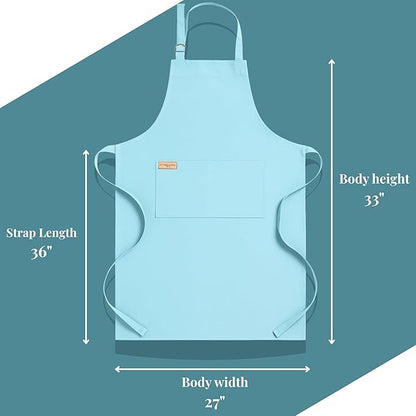 100% Cotton Kitchen Apron with 2 Pockets – Adjustable Chef Apron for Cooking Baking BBQ – Unisex Apron