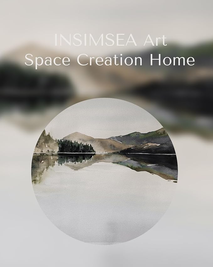 InSimSea Framed Canvas Wall Art Mountain Reflection Decor Vintage Nature Wilderness Art Decorative Rustic for Living Room, Bedroom, Office 16x20In