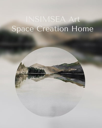 InSimSea Framed Canvas Wall Art Mountain Reflection Decor Vintage Nature Wilderness Art Decorative Rustic for Living Room, Bedroom, Office 16x20In