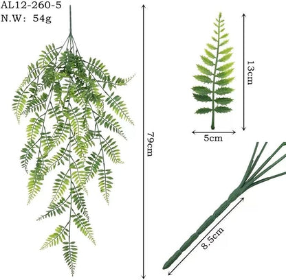 6 Pack Artificial Hanging Plants, Wall Mounted Eucalyptus Plant Pots Faux Greenery, Imitation Datura Vine, Boston Fern, For Indoor Outdoor Shelf Fake Plant (Cattail leaf/Pine pine/Small monstera)