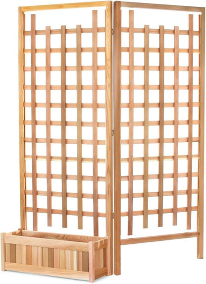 All Things Cedar PL30-Set 3-Piece Planter Set with Trellis Screen | Handcrafted Western Red Cedar | Includes Planter Boxes & 2 Trellis Screen | Untreated Cedar for Indoor & Outdoor Use