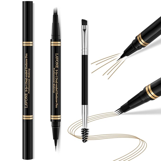 Eyebrow Kit, Waterproof Microblading Pencil, Eyeliner, Pomade, Dual-ended Brush - Dark Blonde