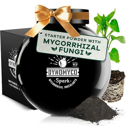 DYNOMYCO Spark WP Mycorrhizal Fungi, 6oz Wettable Powder – 3-In-1 Root Enhancer Amplifies Nutrient Uptake & Yield – Treats 38 Plants, Indoor/Outdoor Bio-Stimulant – Dissolves Fast in Seed Starter Soil