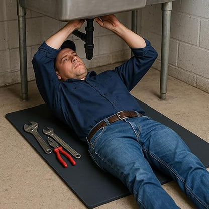 Rhino Knee Pad, Knobbed Back Heavy-Duty Industrial Kneeling Pad, Non-Slip, Waterproof, Oil-Resistant Comfort Mat for Wet and Slippery Work, Stadium Seat, Bleacher Seat (Black, 24" X 36" X 1")