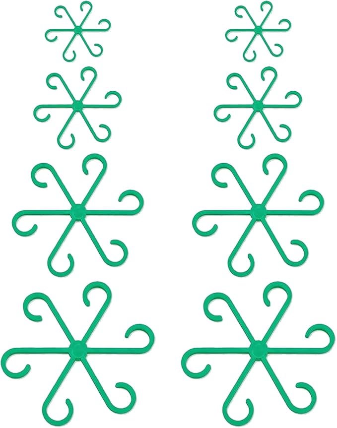 8 Pack Adjustable Indoor Plant Support Stakes, Reusable Plastic Stem Holders & Trellis for Monstera, Pothos, Vines Vertical Growth Air Circulation Stable Stem Support (Green)