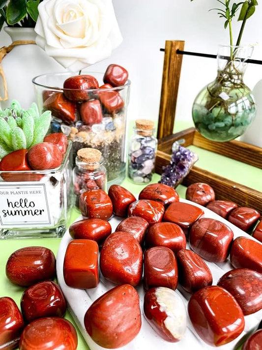 DUQGUHO Red Jasper Healing Crystals Stones Set Natural Tumbled Polished Irregular Pebble Stones Fish Tank Rocks 0.45 lbs