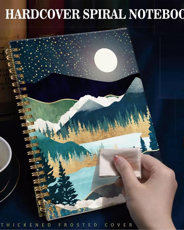 Spiral Journal Notebook,A5 Hardcover Lined Journals for Women Girl 6 x 8.3 in,120 Pages Thick Paper,Cute College Ruled Writing Notebook for Gifts Office Work School(Abstract Landscape Mountain)