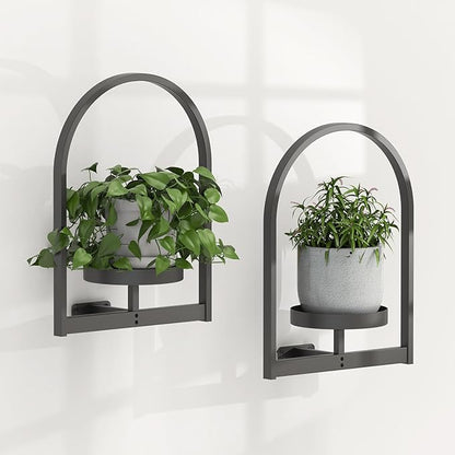 PEKGRIL 2 Pack Wall Plant Holders, Metal Window Planters Shelves, Indoor Plants Stands, Wall Decor Planter Hanging Shelf, Gifts for Plant Lovers