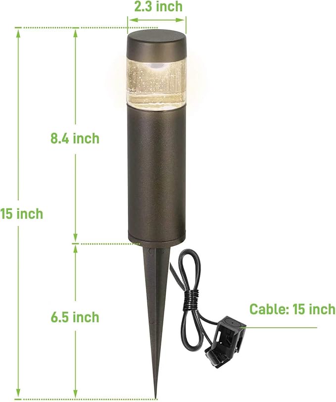 hykolity Low Voltage Landscape Lights, 3W 191LM 12V LED Round Bollard Light, Wired Outdoor Walkway Light Path Lights for Yard Lawn, Aluminum Construction, 30 Watt Equivalent, 15-Year Lifespan, 6 Pack