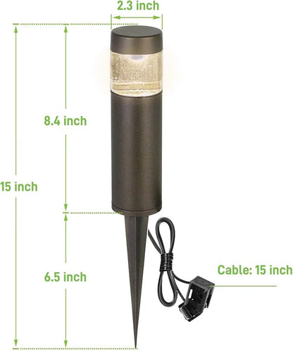 hykolity Low Voltage Landscape Lights, 3W 191LM 12V LED Round Bollard Light, Wired Outdoor Walkway Light Path Lights for Yard Lawn, Aluminum Construction, 30 Watt Equivalent, 15-Year Lifespan, 6 Pack