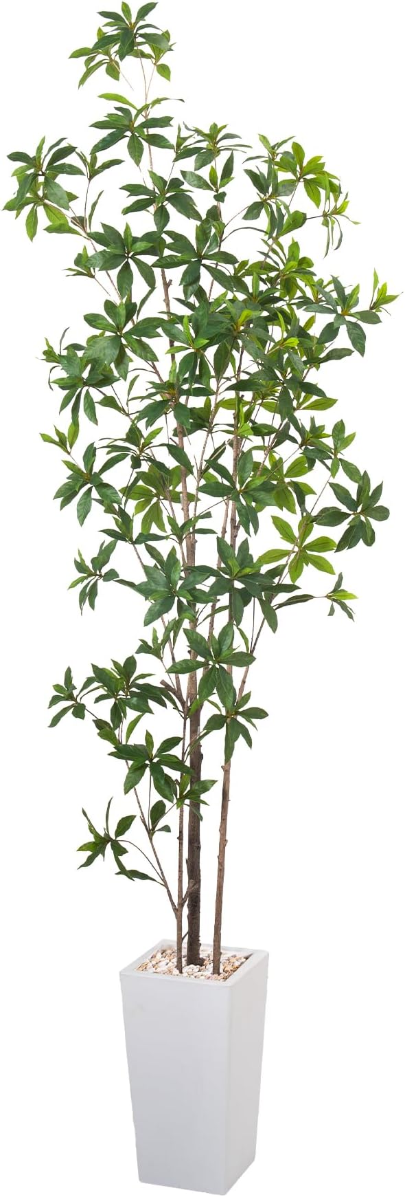 Artificial Brave Ficus Tree 7FT-Faux Tree with White Tall Planter-Fake Potted Tree with Silk Leaves-Tall Artificial Plants for Home Office Living Room Hallway Decor Indoor