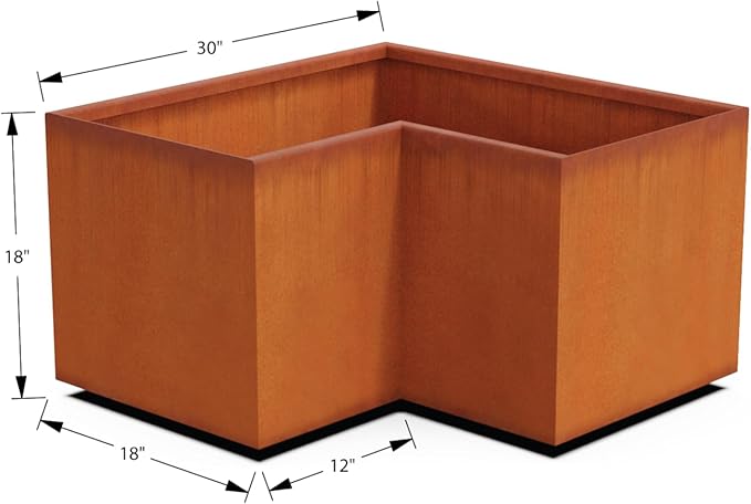 Plantercraft Corten Steel Planter | 30x18 Large Rectangular Planters for Outdoor Plants | Weathering Steel Large Outdoor Planter Box for Patio & Garden | Heavy Duty Metal Planter Rectangle