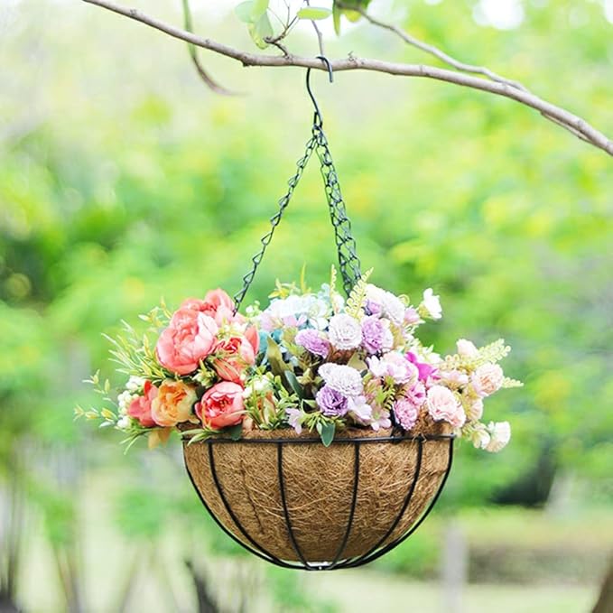 4PCS Coco Liner for Hanging Basket - 10 Inch Round - 100% Natural Planter Liner Replacement