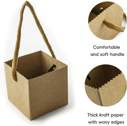mini Kraft Paper Succulent Green Plant Flowerpot Hand-Carry Box with Lamination, Suitable for Floral Arrangements, Succulent Potted Plant Boxes 40PCS