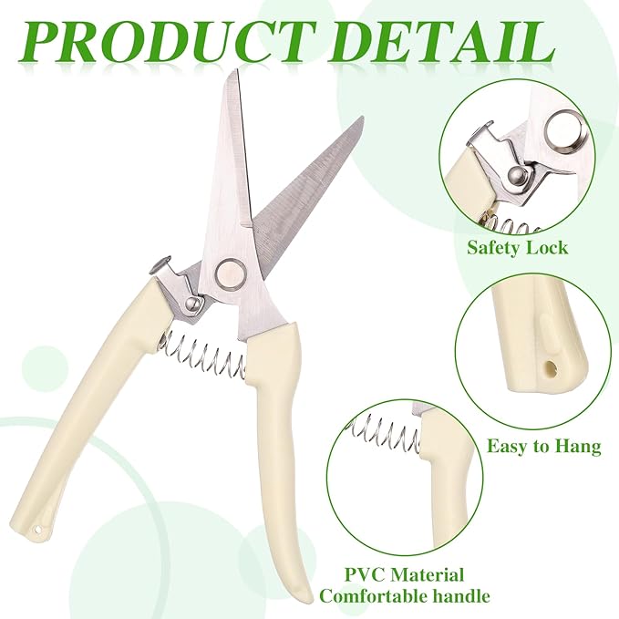 12 Pcs Garden Shears Flower Scissors Pruning Shears Floral Garden Clippers Hand Pruners Branch Cutter Gardening Tools for Plants Cutting, Trimming, Fruits Picking(Bypass, Straight)