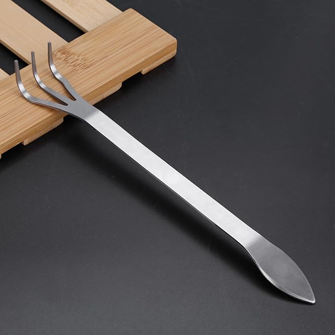 Bonsai Rake, 3 Prong Bonsai Tree Tools Stainless Steel Loosen Soil Root Rake with Ergonomic Handle Lightweight Gardening Plants Soil Farming Garden Lawn Tree Tools