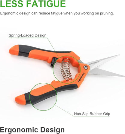 12 Packs Garden Pruning Shears with Straight Blades Trimming Scissors, Gardening Hand Pruning Snips Titanium Coated Precision Bonsai Pruning Shears, Convenient Flower Cutters (Orange)