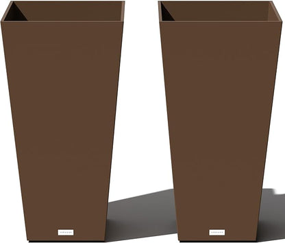 Veradek V-Resin Indoor/Outdoor Taper Planter, Set of 2 (30 inch, Espresso)