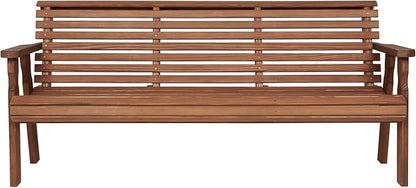 Amish Casual Heavy Duty 6 Foot Roll Back Outdoor Bench in Oak Stain - Amish Made in The USA from Treated Pine for Outdoor Durability, 700 Lb Weight Capacity