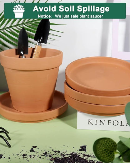 vensovo 7.2 Inch Terracotta Plant Saucer Pots Tray - 6 Pcs Round Planter Saucers for Indoor & Outdoor Plants, Large Clay Trays Perfect for 6 Inch 6.5 Inch 7 Inch Flower Pot