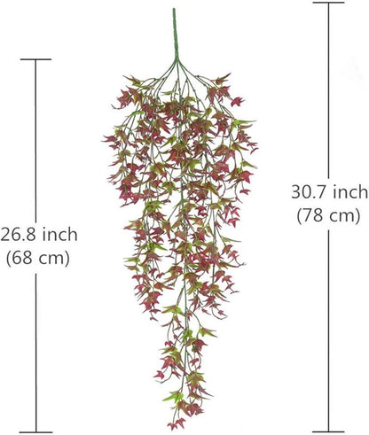 PASYOU Artificial Vine, Hanging Ivy Sweet Potato Leaves Plastic Plants Foliage Vines, UV Resistant Greenery Fake Flowers for Indoor Outdoor Garden Door Wall Wedding Party Table Decoration Red 4 Pack