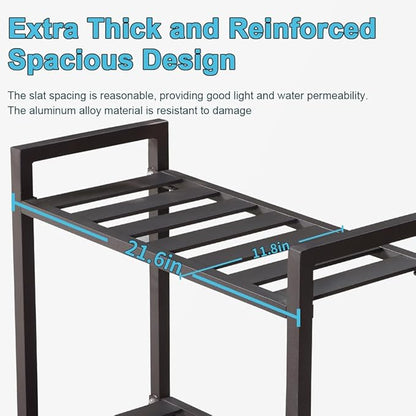 Versatile Indoor/Outdoor Plant Stand – High-Strength Aluminum with 300 LBS Load Capacity - Ideal Decor for Patios, Gardens, Living Rooms | L21.6 x W11.8 x H22 inches