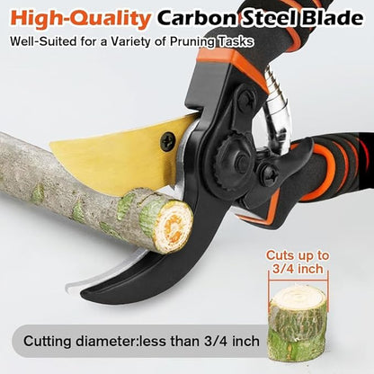 Pruning Shears, Garden Shears,Professional Bypass Pruner Hand Shears Heavy Duty, Garden Clippers,8" Hand Pruners with Foam-Grip Handles,Plant Cutting Scissors for Gardening,Hedge