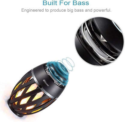 Led Flame Table lamp, Torch Atmosphere Bluetooth Speakers&Outdoor Portable Stereo Speaker with HD Audio and Enhanced Bass,LED flickers Warm Yellow Lights BT4.2 for iPhone/iPad/Android