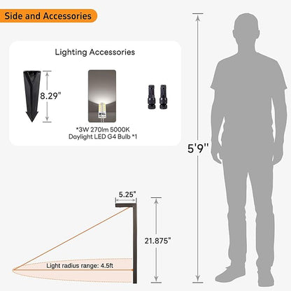 Gardenreet Brass Low Voltage Pathway Lights, Waterproof Outdoor Landscape Path Lights, 12V LED Wired Bronze L Shape Garden Lights for Yard Walkway House with 3W 270LM 5000K G4 Bulb 6 Pack