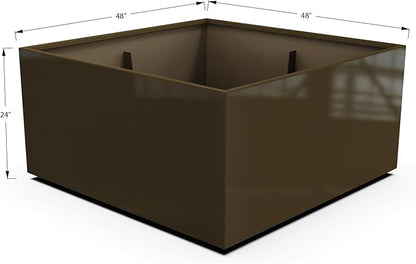 Plantercraft Powder-Coated Aluminum Planter Box - Square Cube - Metal All Weather | Indoor Outdoor | Made in USA | Fully Assembled