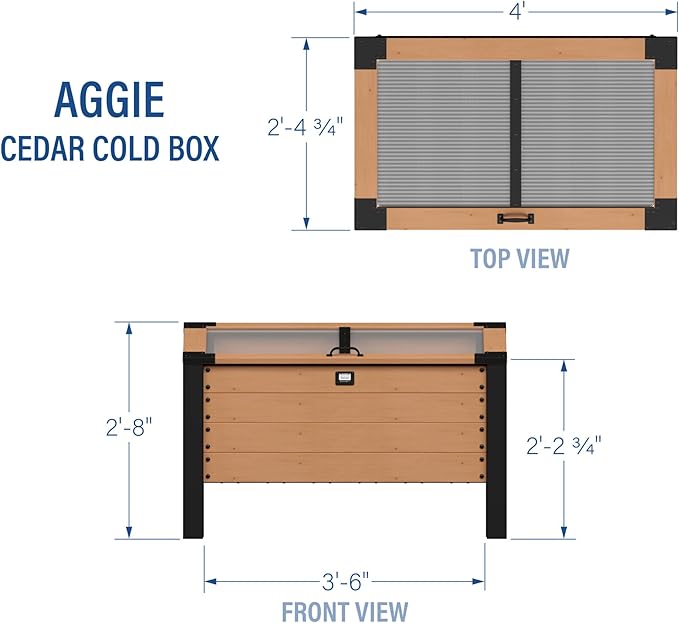 Backyard Discovery Aggie 4' x 2' Cedar Wood Cold Frame Portable Mini Greenhouse, Raised Garden Planter with Temperature-Activated Polycarbonate Lid, Mesh Drainage for Year-Round Outdoor Gardening