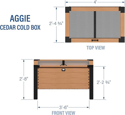Backyard Discovery Aggie 4' x 2' Cedar Wood Cold Frame Portable Mini Greenhouse, Raised Garden Planter with Temperature-Activated Polycarbonate Lid, Mesh Drainage for Year-Round Outdoor Gardening