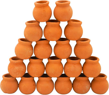 Mini Terracotta Pots – Small Clay Flower Pots for Succulents, Cactus, DIY Crafts, Fairy Garden, School Projects, Mini Planters – Set of 20 (Belly (No Drain Hole), 0.7 Inch)