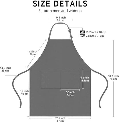 4 Packs Chef Apron, Waterproof Apron, Adjustable Aprons with 2 Pockets for Men Women, Professional Aprons for Kitchen Cooking Gardening Painting Baking Restaurant (Gray)