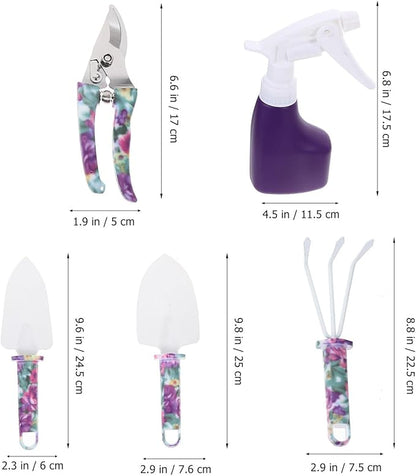 Housoutil Garden Tools Kit with 5 Mini Planting Shovels and Transplanting Tools Purple Gardening Accessory Set for Succulent and Pot Plant Growing for Outdoor Garden Care