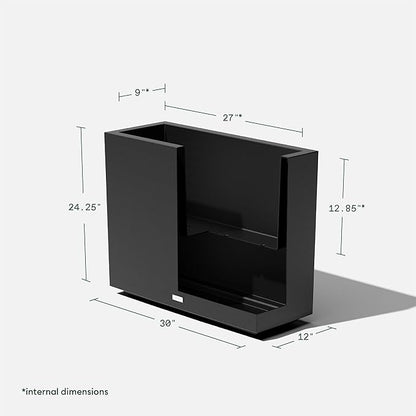 Veradek Block Series Span Plastic Planter - Tall Rectangular Planter for Indoor or Outdoor Patio/Porch | Durable All-Weather with Removable Insert Bucket | Modern Design for Plants, Flowers, Garden