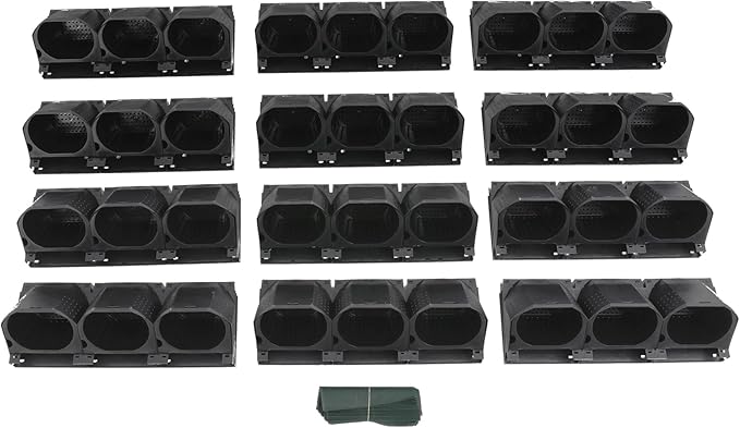 Wall-Mounted Flower Pot Holder for Indoor Outdoor Use on Balcony, Patio, Garden (36-Slot Black)