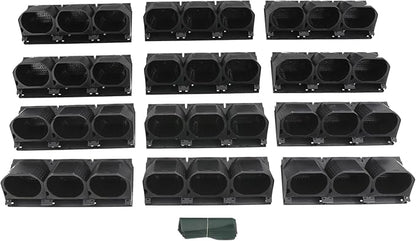 Wall-Mounted Flower Pot Holder for Indoor Outdoor Use on Balcony, Patio, Garden (36-Slot Black)