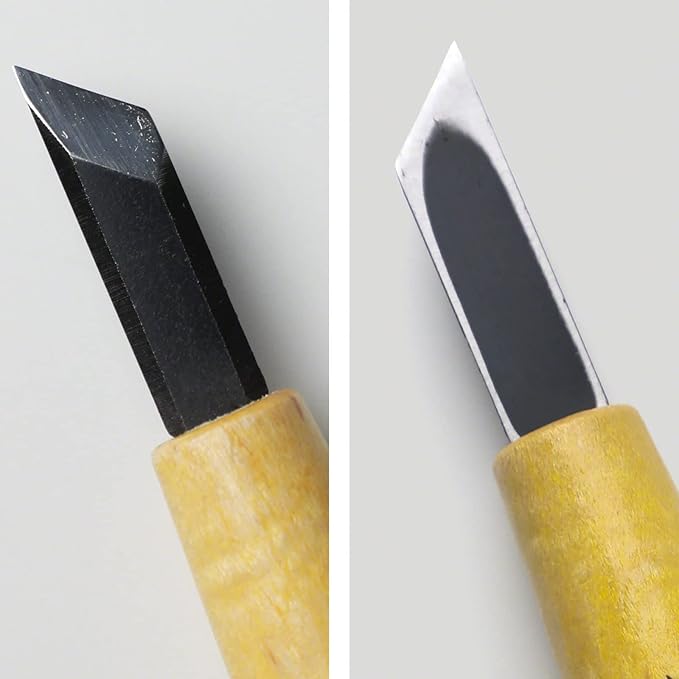 Wazakura Made in Japan Bonsai Chisel Single Bevel Skewed Hand Carving Tool 0.3 in (7.5 mm) for Jin Shari Making, DIY Woodcarving Knife for Experts and Beginners (Single Bevel Skewed Kiwa Shape 7.5 mm)