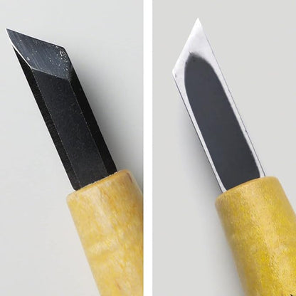 Wazakura Made in Japan Bonsai Chisel Single Bevel Skewed Hand Carving Tool 0.3 in (7.5 mm) for Jin Shari Making, DIY Woodcarving Knife for Experts and Beginners (Single Bevel Skewed Kiwa Shape 7.5 mm)